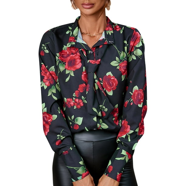 Camisa de manga larga para mujer con blusa informal con estampado de botones y correa Irfora Cárdigan de mujer