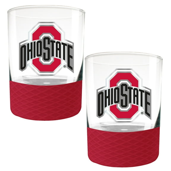 Ohio State Buckeyes 2-Pack 14oz. Rocks Glass Set with Silcone Grip