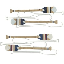 DecMode 30", 29"W Light Brown Wood 12 Hangers Paddle Wall Hook with Stripe Patterns, 2-Pieces