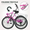 thumbnail image 4 of MOPHOTO 24" 7-Speed Folding Adult Tricycle,Fold up Tricycles for Women,3 Wheel Cruiser Bikes with Low Step-Through,Adult Fold up Tricycle with Basket, 4 of 13