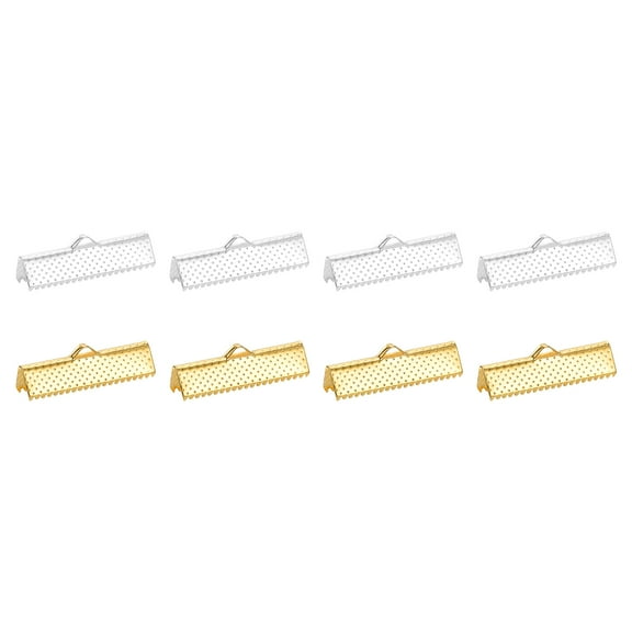 50Pack 25mm Ribbon Crimp Clamp Ends, Fasteners Clasp Crimp Ends, 2 Colors