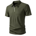 thumbnail image 5 of Kakii Men's Elastic Lightweight Polo Shirt Summer Zipper Pullover Short Sleeve Top, 5 of 9