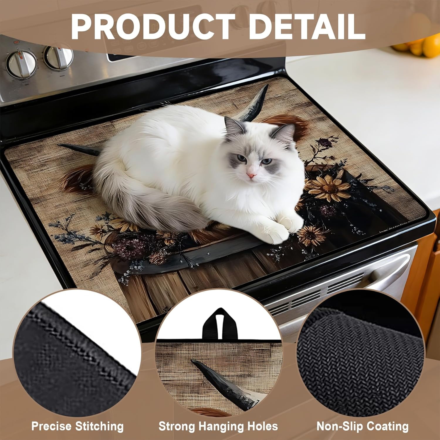 Stove Top Cover for Electric Stoves: All-in-One Heat-Resistant Protector Mat, Non-Slip Kitchen Counter Mat Cow Pattern 28''''x20''''