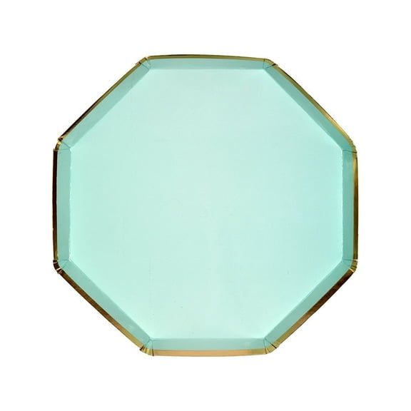Elegant Mint Green & Gold Dessert Plates – Set of 8 | Stylish Paper Plates for Parties & Celebrations
