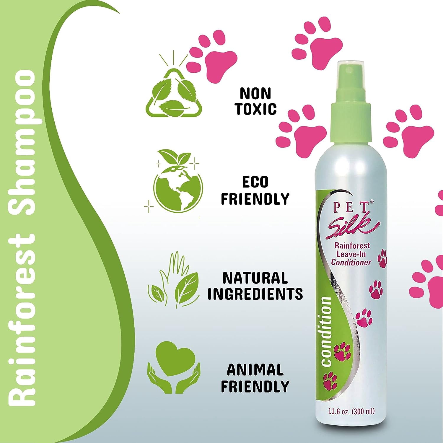 Pet Silk Conditioner for Pets, Leave in, Perfect for dry skin, Rainforest Scent, 11.6 Ounces