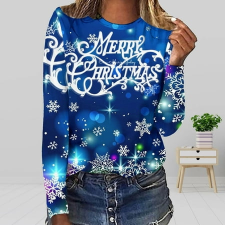 Cyber Monday deals sweatshirts for women loose fit Christmas Print