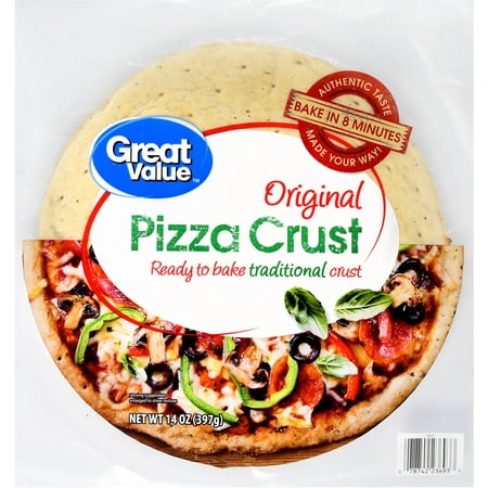 (4 Pack) Great Value Original Pizza Crust, 14 oz (Best Bread Machine Pizza Dough)