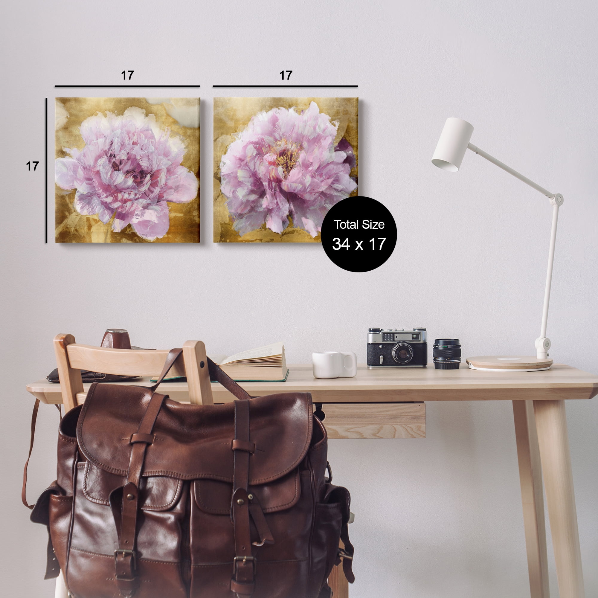 Stupell Industries Abstract Pink Flower Buds Botanical & Floral Painting Gallery Wrapped Canvas Art Print Wall Art, 17 x 17, Set of 2