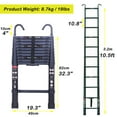 thumbnail image 2 of 10.5ft Telescoping Ladder Lightweight Portable Aluminum Folding Extension Ladder with 2 Detachable Hooks Safety Locking Mechanism Anti-Slip Rubber Feet 330lb Load EN131, 2 of 9