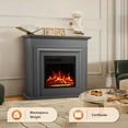 thumbnail image 7 of KISSAIR Electric Fireplace Mantel Wooden Surround Firebox, Free Standing Fireplace, with Remote Control, Adjustable LED Flame, 750W/1500W -Grey, 7 of 7