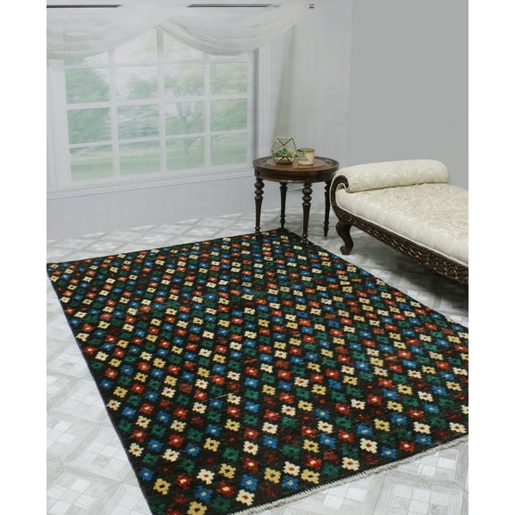 Balochi Karima Black/Red Rug, 5'6" x 7'10"