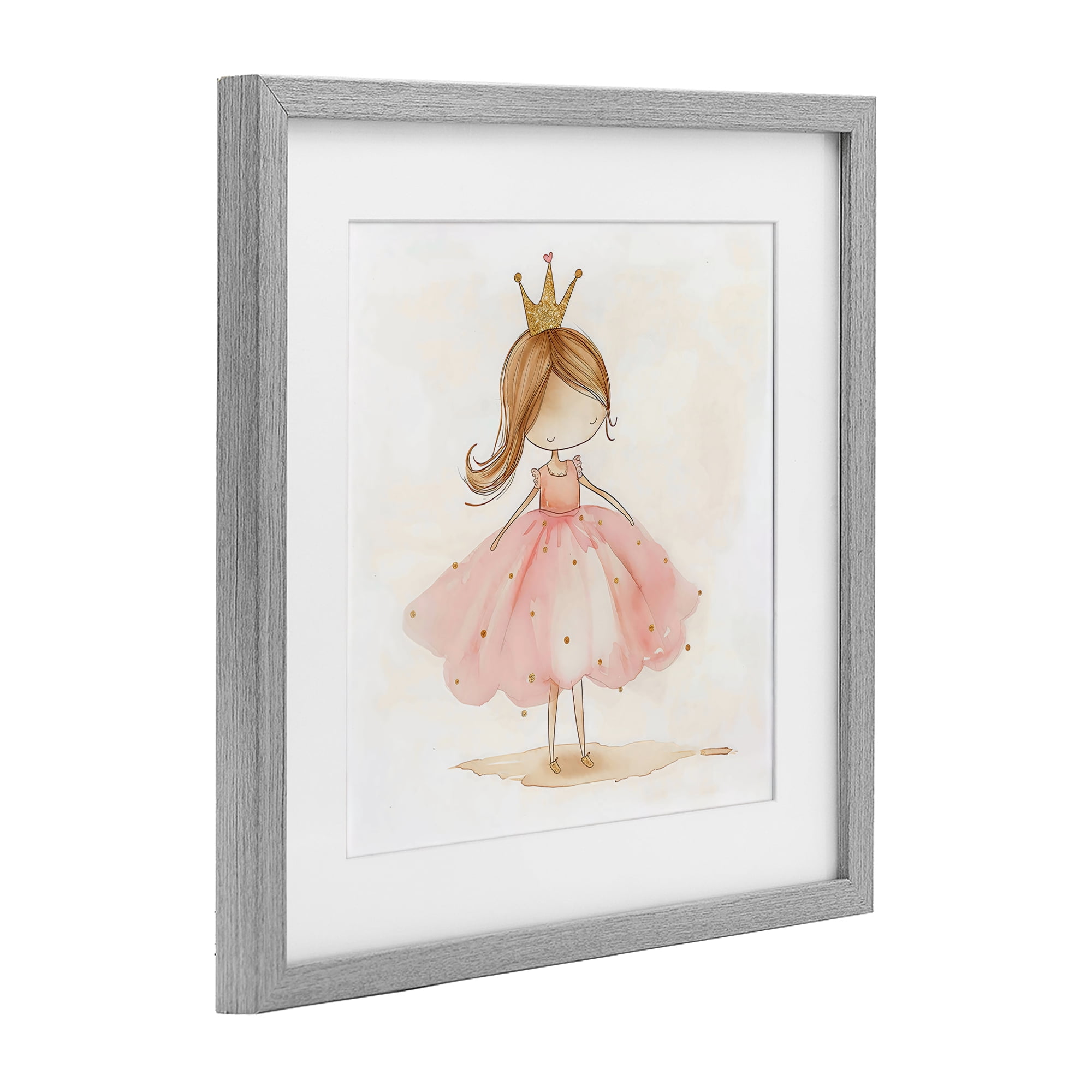 Stupell Industries Little Princess with Crown Gray Framed Print Under Glass, design by Creative Studio