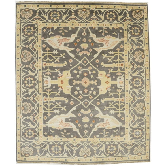 Muted Brown Floral 8X10 Oushak Oriental Rug