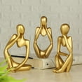 thumbnail image 2 of Decorative Abstract Thinker Men Statue Set Of 3 Modern Art Showpiece Sculpture(Fantasy,Gold,13CmX6Cm) Decoration Items For Home Decor Living Room Bedroom Bookshelf Table Office-Resin, 2 of 6