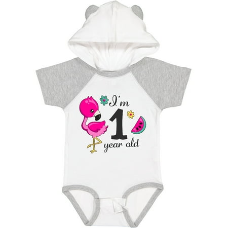

Inktastic I m 1 Year Old with Flamingo and Flowers Gift Baby Girl Bodysuit