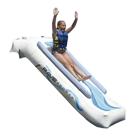 Rave Sports 9 Foot Inflatable Lake Pontoon Boat Water Slide with 12V Air