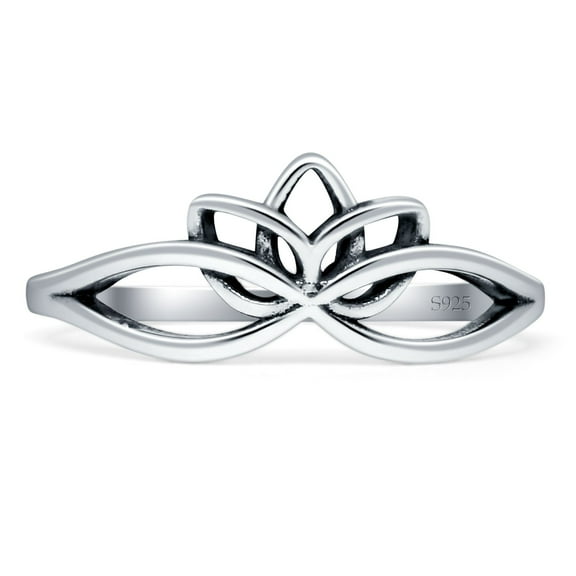 Lotus Filigree Flower Oxidized Ring 925 Sterling Silver Size 5