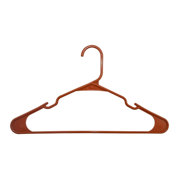 Mainstays Plastic Notched Adult Hangers for Any Clothing Type, Bright Orange 100 Count