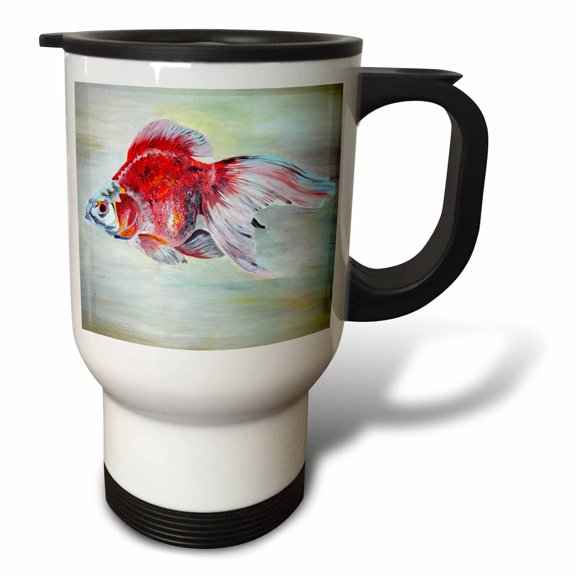 3drose, Fish Ryukin Goldfish, 14oz Stainless Steel Travel Mug