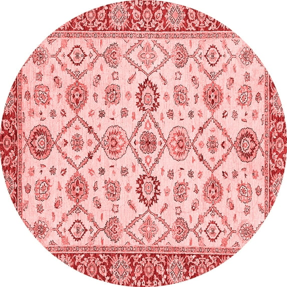 Ahgly Company Machine Washable Indoor Round Oriental Red Traditional Area Rugs, 3' Round