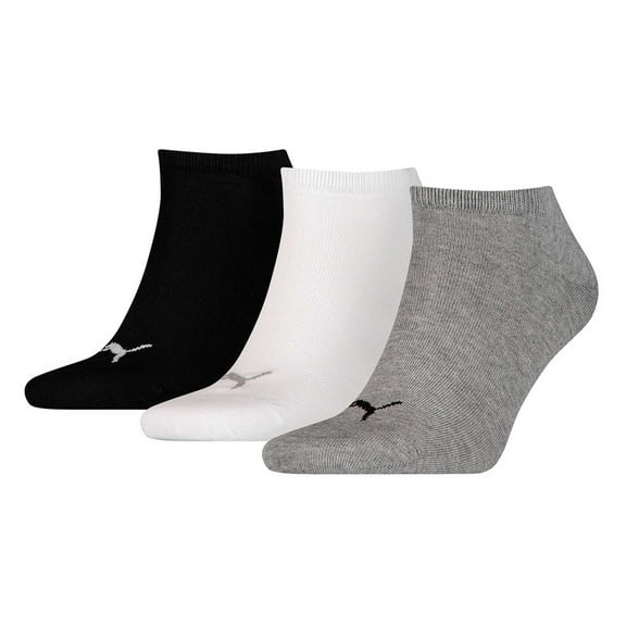 Puma Unisex Socks, Pack Of 3 - Sneaker Socks, Women, Men, Plain Black/White/Grey 39-42