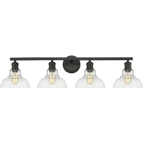 4 Light Bathroom Light Fixture in Black with Clear Glass Shades Bailey Street Home 170-Bel-3361577