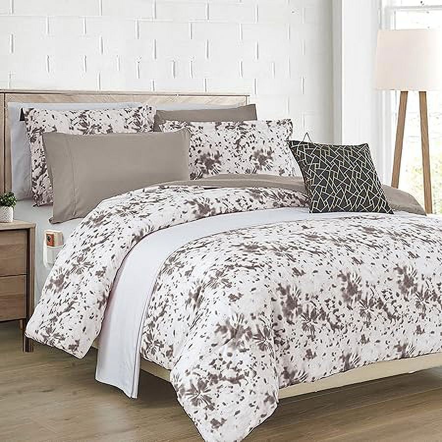 Elegant Comfort Reversible 10-Piece Comforter Set, Tie-Dye Print, Decorative Pillow and Fitted Sheet with Smart Pockets, Soft, Plush, Lightweight Material, 10pc Tie-Dye Set, Twin, Gray