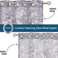 thumbnail image 4 of Vargottam Purple Floral Pattern Extra Long Sheer Curtains for Double Height Windows & Doors - Set of 2 Panels, 108", Grommet Top, Light Filtering Printed Georgette Drapes, 4 of 9