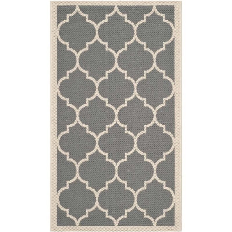 Safavieh Courtyard Polypropylene Runner Rug CY6914-246-3 in Anthracite and Beige