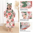 thumbnail image 4 of Dailycode Wearable Blanket Hoodie Oversized Sherpa Flannel Blankets with Pocket for 3-14 Year Old Strawberries Flowers Leaves, 4 of 7