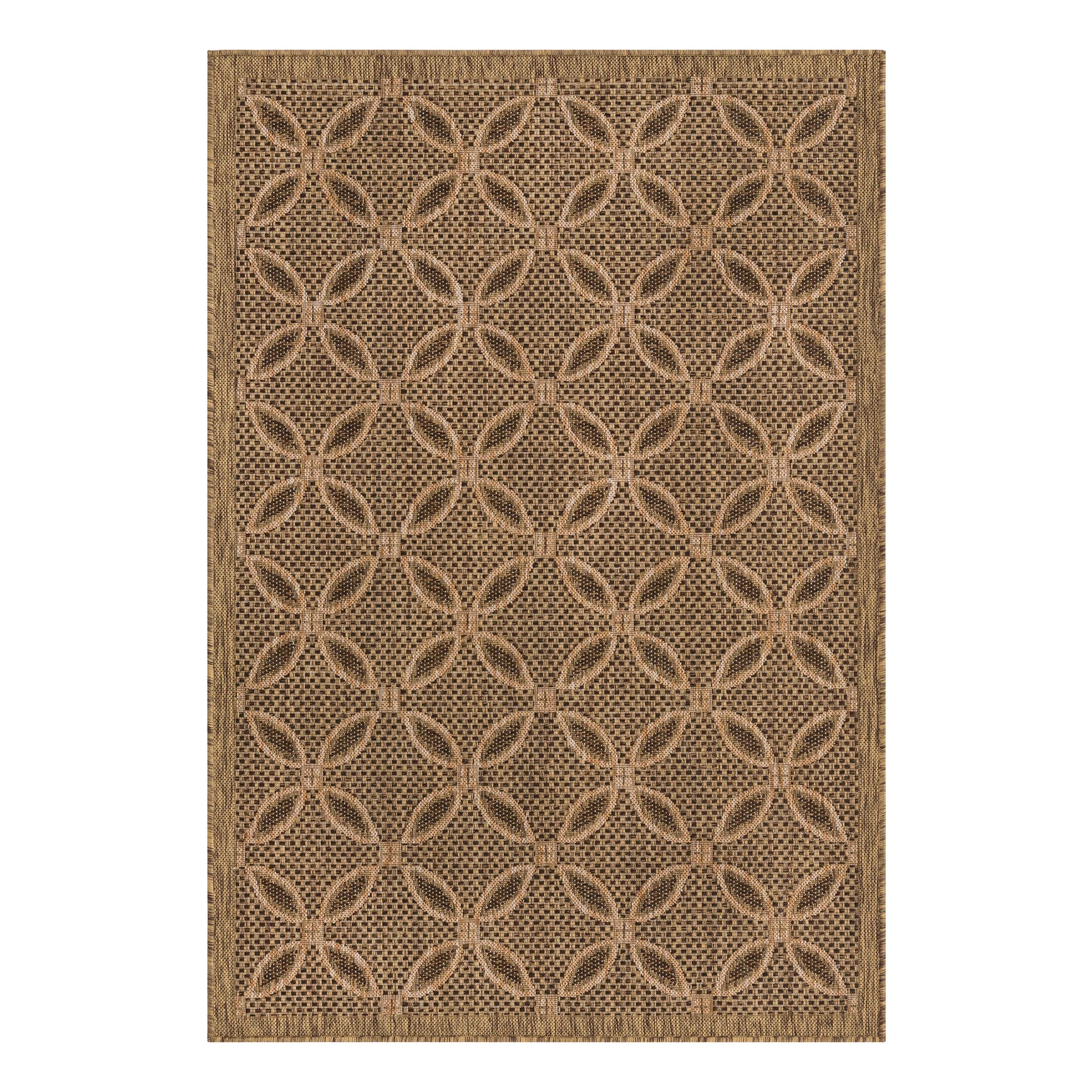 Unique Loom Outdoor Trellis Collection Area Rug - Spiral (4' 1" x 6' 1" Rectangle Light Brown/Brown)