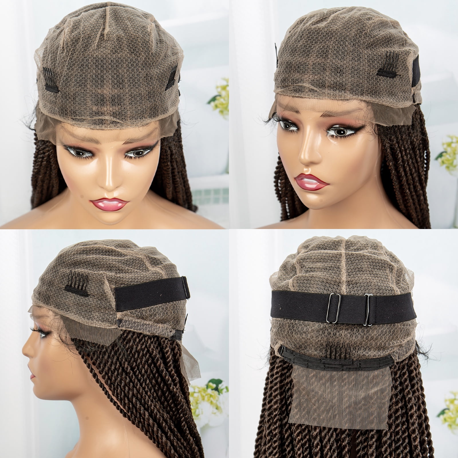 Super Long 40 Inches Twist Braided Wigs Synthetic Full Lace Frontal Wig Knotless Braiding Wigs Pre Plucked with Baby Hair for Black Women 1B/30 Color