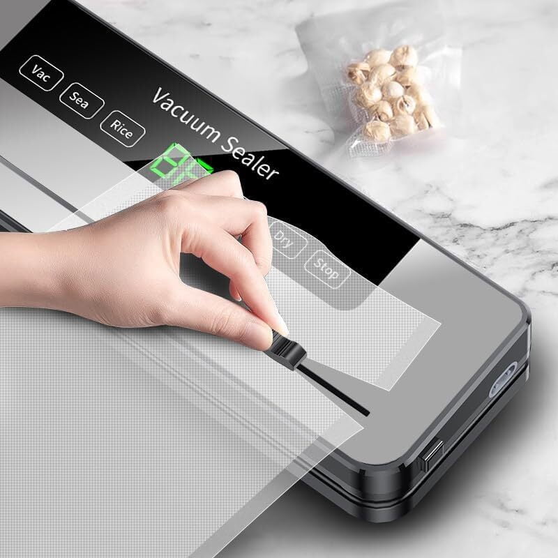 Vacuum Sealer Machine,Automatic Heat Sealing Machine for Food Packaging & Fresh-keeping, with Dry & Moist 5 Modes, Smart Touch Screen, with 10Pcs Sealer Bags & Built-in Cutter