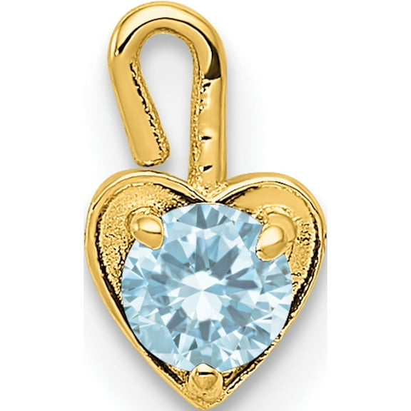 10K Yellow Gold 10Ky March Synthetic Birthstone Heart Charm - Jbsp