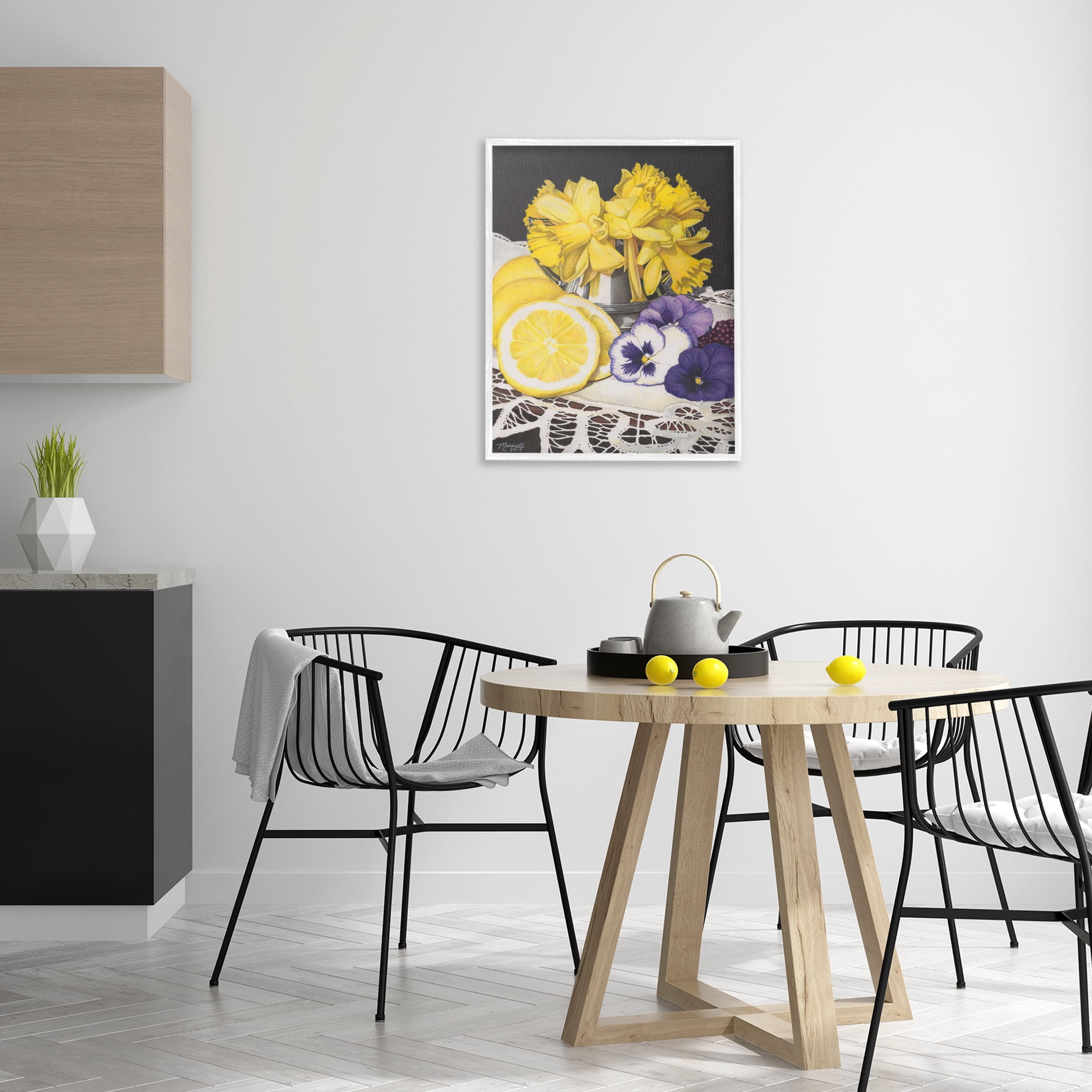 Stupell Industries Daffodils & Lemons Still Life Food & Beverage Painting White Framed Art Print Wall Art, 24 x 30