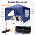 thumbnail image 2 of SANOPY 10'x 10' Pop up Canopy 1 Person Setup Canopy Portable Outdoor Party Instant Shelter with 4 Removable Sidewalls & Carrying Bag for Wedding Picnics Camping, Dark Blue, 2 of 9