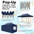 thumbnail image 3 of COBIZI 10x20 Pop Up Canopy Tent Heavy Duty with 6 Removable Sidewalls,Commercial Pop Up Tent for Parties All Weather Waterproof Wedding Tent with Roller Bag(Deep Blue), 3 of 11