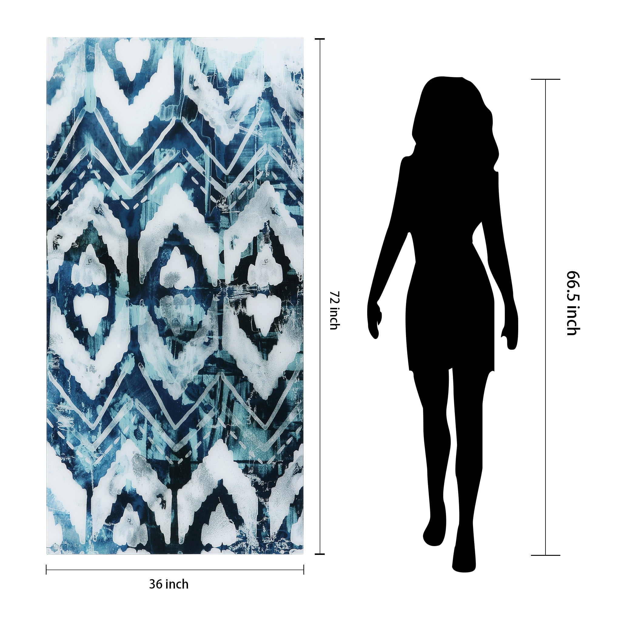 Empire Art Direct Patterns Frameless Free Floating Tempered Glass Panel Graphic Wall Art, 72" x 36", Ready to Hang