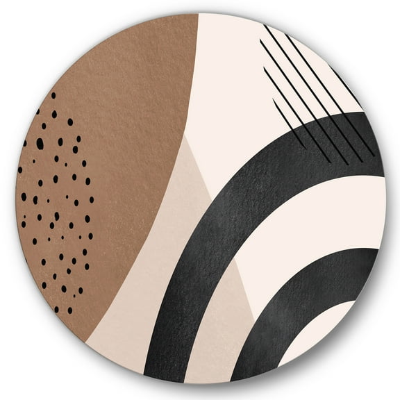 Designart 'Abstract Ivory Shapes and Shapes in Terracotta III' Modern Circle Metal Wall Art 36x36 - Disc of 36