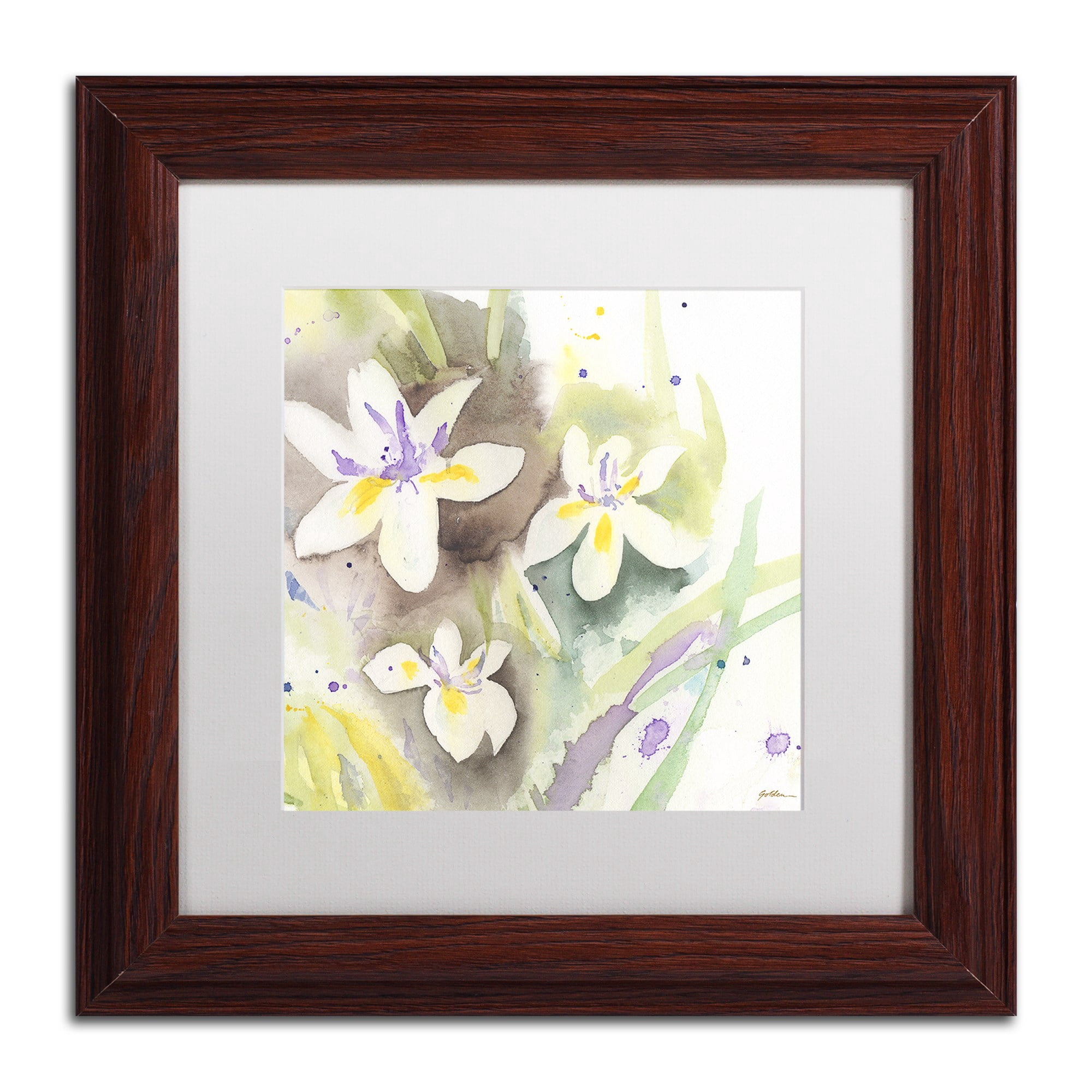 Trademark Fine Art "Sunflower Blossom Bouquet" Canvas Art by Sheila Golden White Matte, Wood Frame