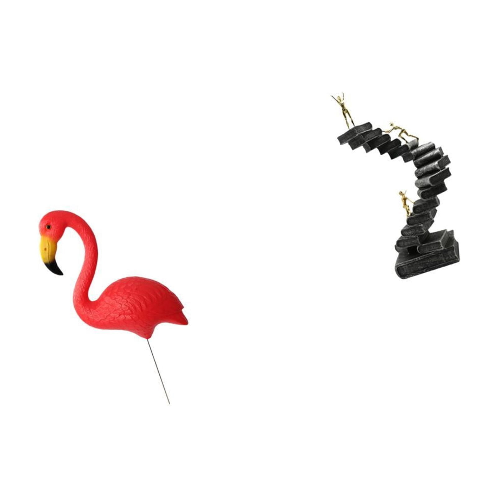 simhoa Flamingo Fairy Garden Sculpture and Abstract Thinker Ladder Statue Resin Figurine for Holiday Spring Yard Art Ornament Bookshelf Desktop Table Decorations