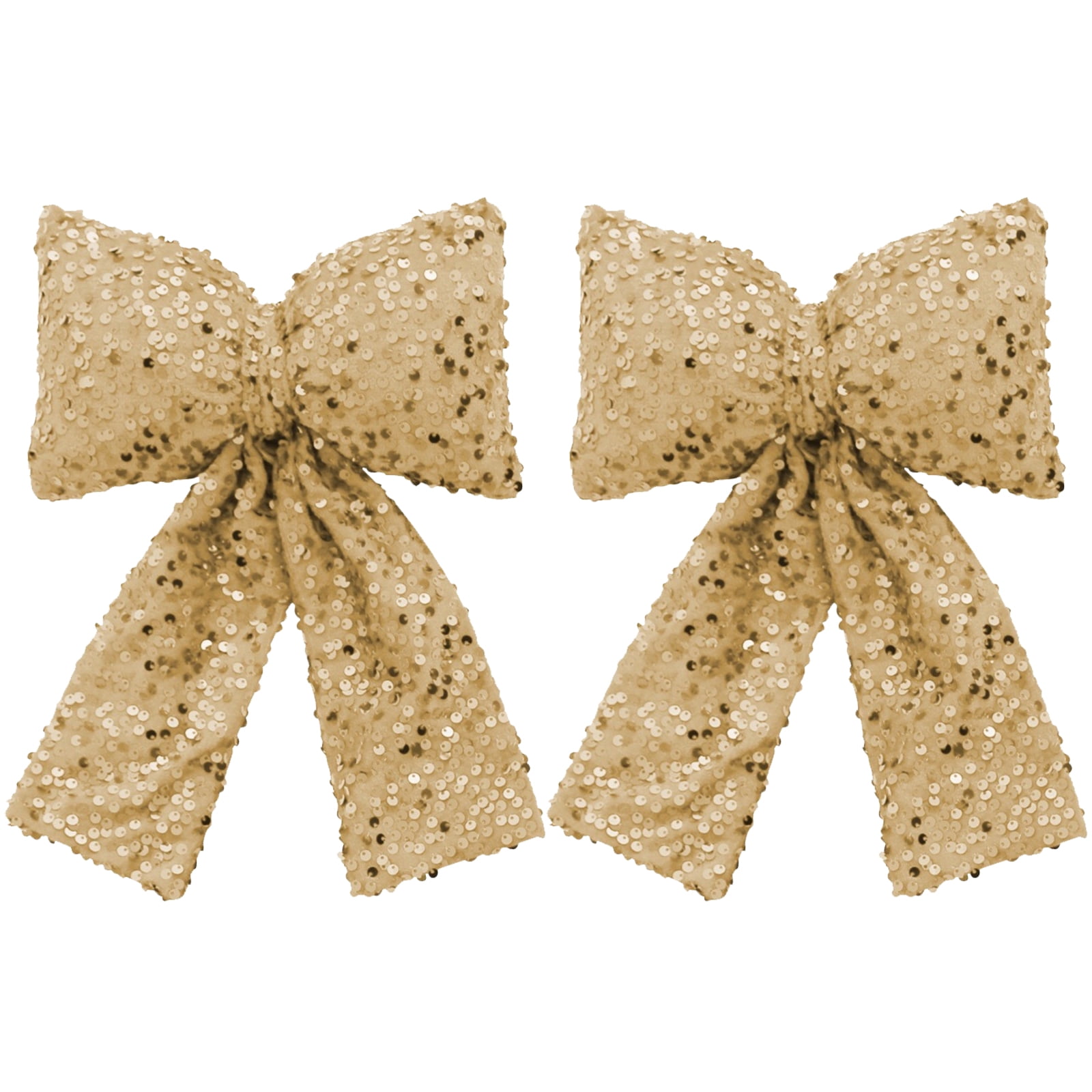 DIYMAG 12 Pcs Christmas Tree Bow Decoration Glitter Bows Christmas Bow, Sequine Bows for Christmas Party Decoration (Gold)