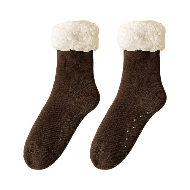 Slipper Socks with Grips Non Slip Soft Cozy Fuzzy Fleece Lined Socks for Cold Winter