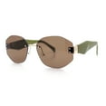 thumbnail image 6 of Womens Classic Luxury Diva Rimless Designer Oval Fashion Sunglasses Gold Green - Brown, 6 of 8