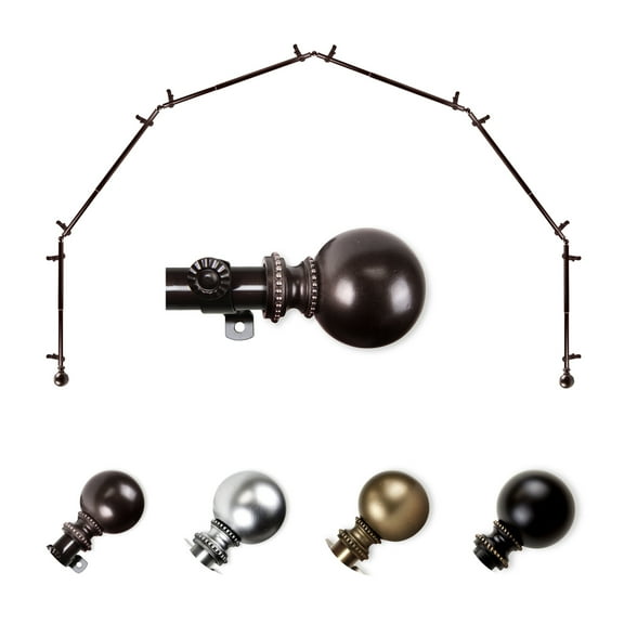 Domovina Elias 13/16" 6-Sided Bay Window Curtain Rod-Color:Cocoa,Size:168-288"