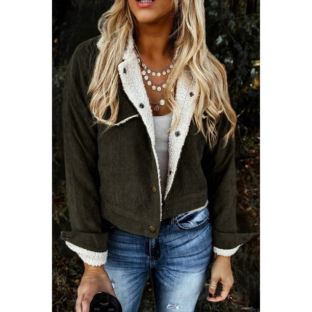 Corduroy sherpa jacket clearance women's