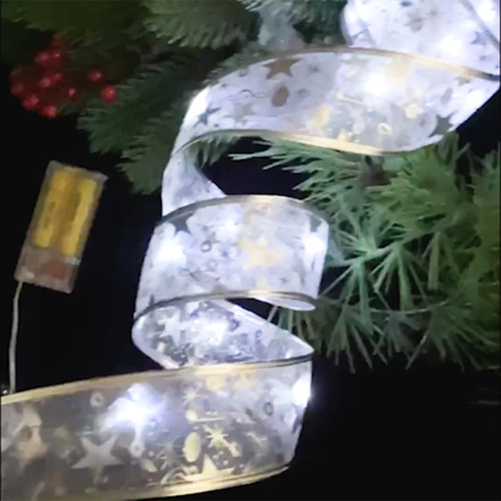 KYAIGUO Christmas Ribbon Decor Pretty Printed Grosgrain LED Strip Light for DIY Handmade Festival Home Party Birthday Christmas Decorations Gift Packing