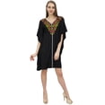 thumbnail image 3 of Bimba Women's Aari Work Black Swimsuit Cover Up Beach Dress Short Kaftan-20, 3 of 9