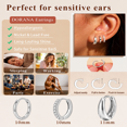 thumbnail image 3 of YEUOYEA 3 Pairs Small Silver Hoop Earrings Set for Women, Silver Plated Hypoallergenic Dainty Cute Huggie Hoops, Jewelry Gift, 3 of 4