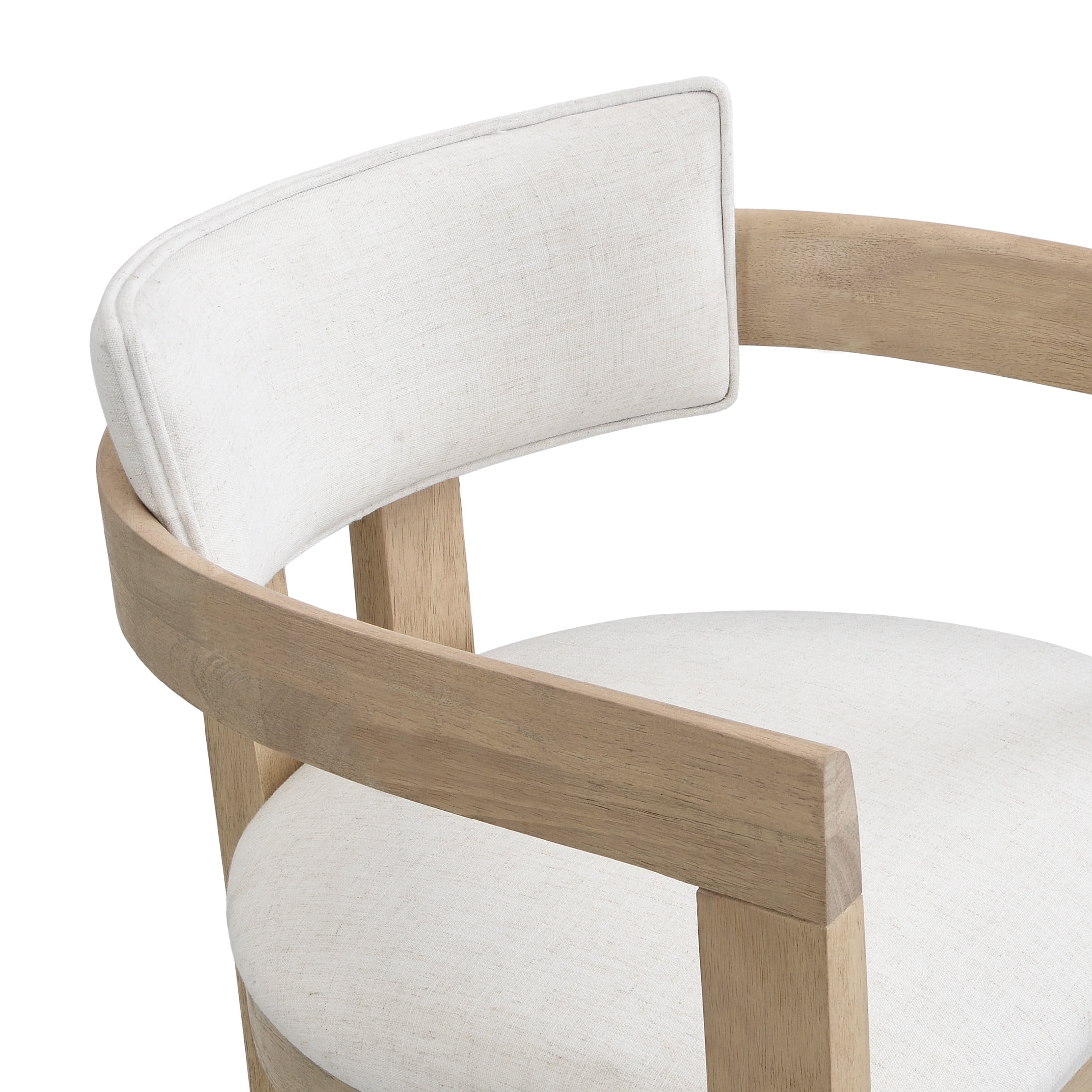 Christopher Knight Home Minimalist Upholstered Bar Stools with Curved Backrest, Solid Wood Frame, Light Ash, Set of 2